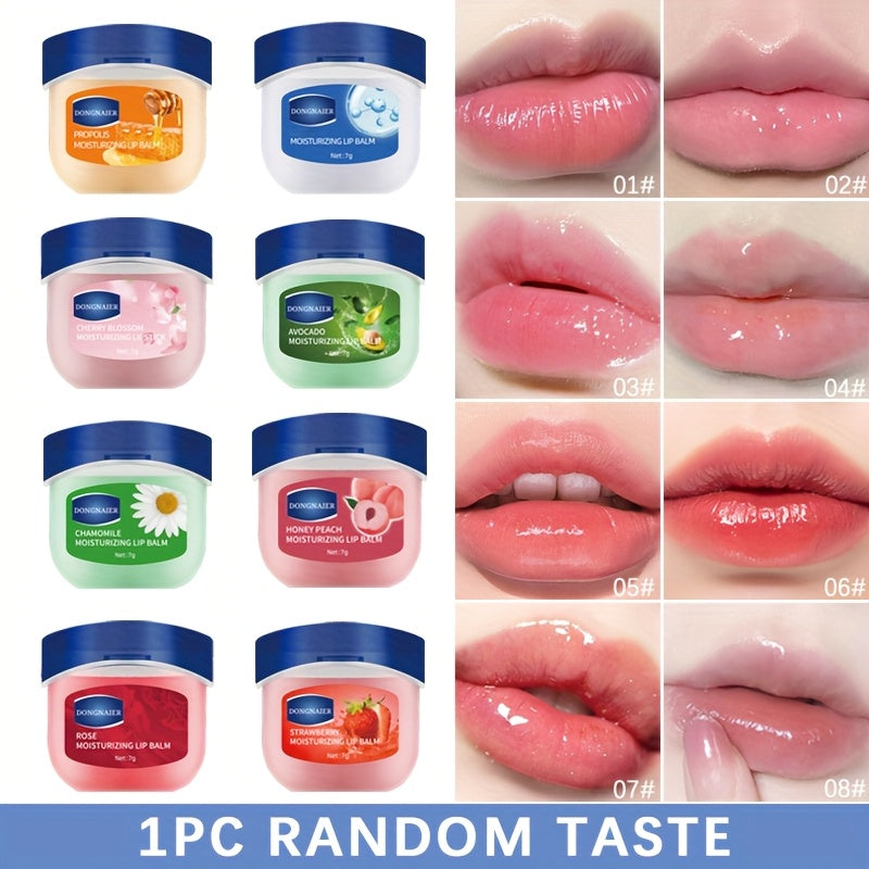 1 Random Flavor Lip Balm & Tinted Gloss - 8 Colors Available, Long-Lasting Moisturizing and Nourishing for Natural Shine on Lips, Suitable to All Skin Types, Party Gift, Christmas Present, Travel Souvenir in Blue Tube&Round C