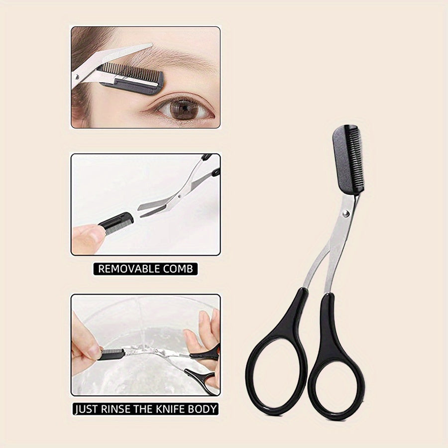 10pcs Eyebrow Grooming Kit Including Scissors, Tweezers, Eyebrow Razors, Eyebrow Combs, And Other Makeup Tools.