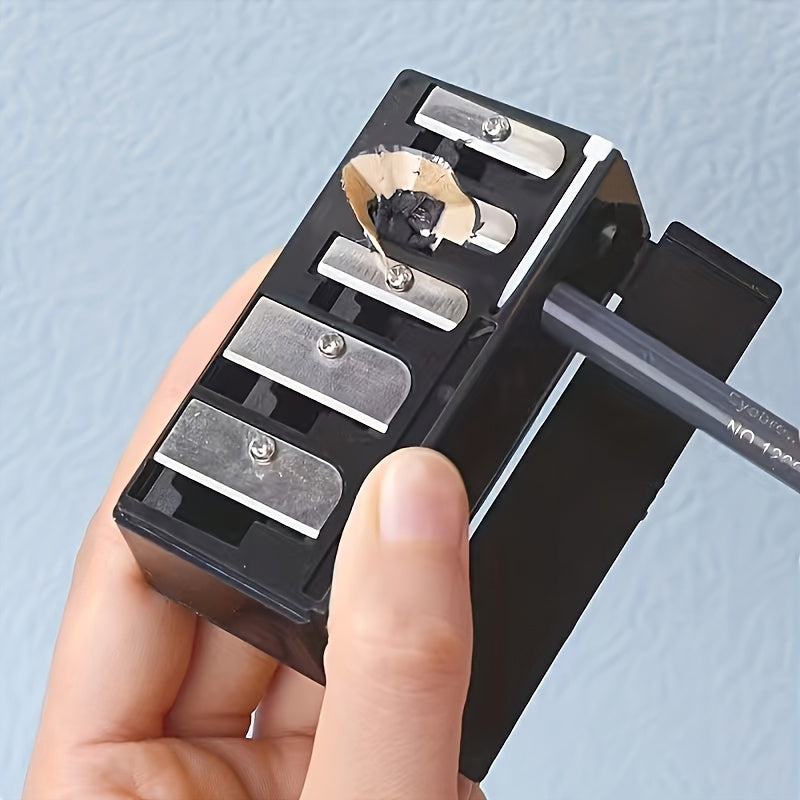 1 Portable Dual-Hole Makeup Pencil Sharpener with Ventilation, Manual Operation, Battery-Free, Includes Debris Collection Box - Ideal for Eyebrow and Makeup Pencils, Travel Essential, Eyeliner