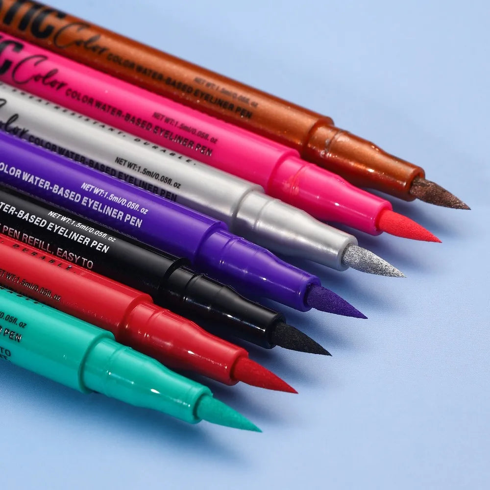 12 Colors Liquid Matte Red Water Eyeliner Quick-Drying Smudge-Proof Smooth Eyeliner Pen Long-Lasting Eyes Makeup Cosmetics