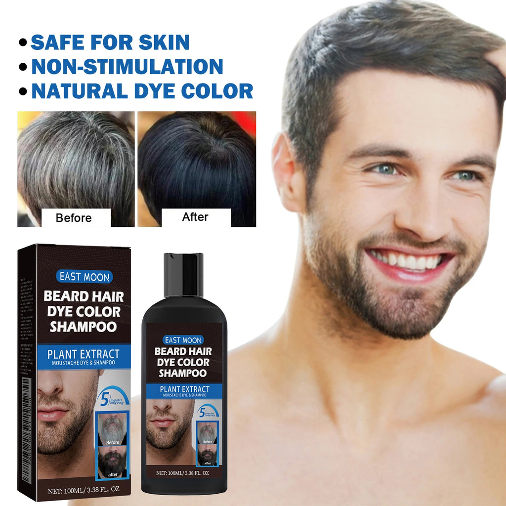 100ml Herbal Extract Fast Permanent Black Dye Gray Hair Shampoo Natural Black Beard Dye Shampoo For Men Hair Color Dye Cream