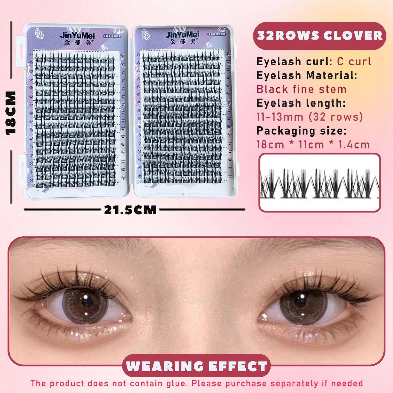 32 Rows Large Capacity Eyelashes Extension Professional Individual Cluster DIY Lashes Natural False Eyelashes Makeup Products