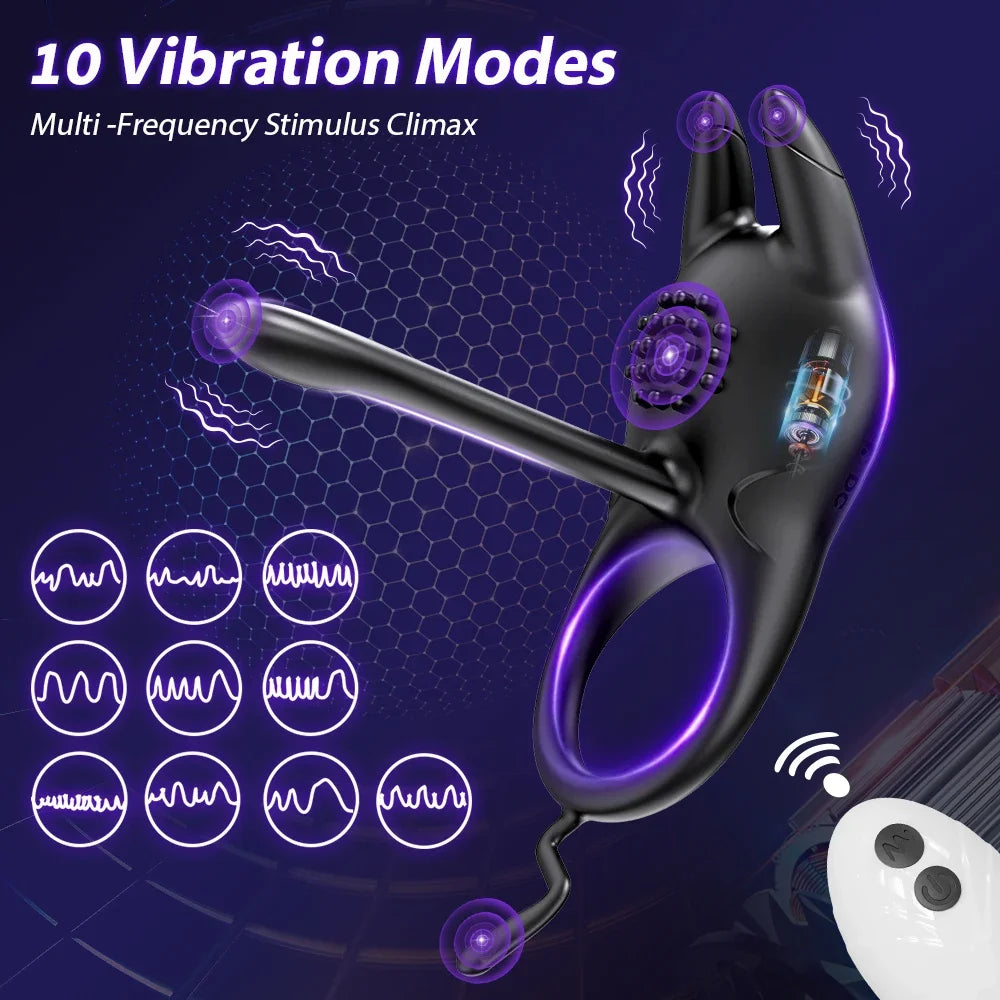 Vibrating Cock Ring Penis Ring for Men Ejaculation Delay Remote Control Penis Vibrator Chastity Cage Sex Toy for Men or Couples