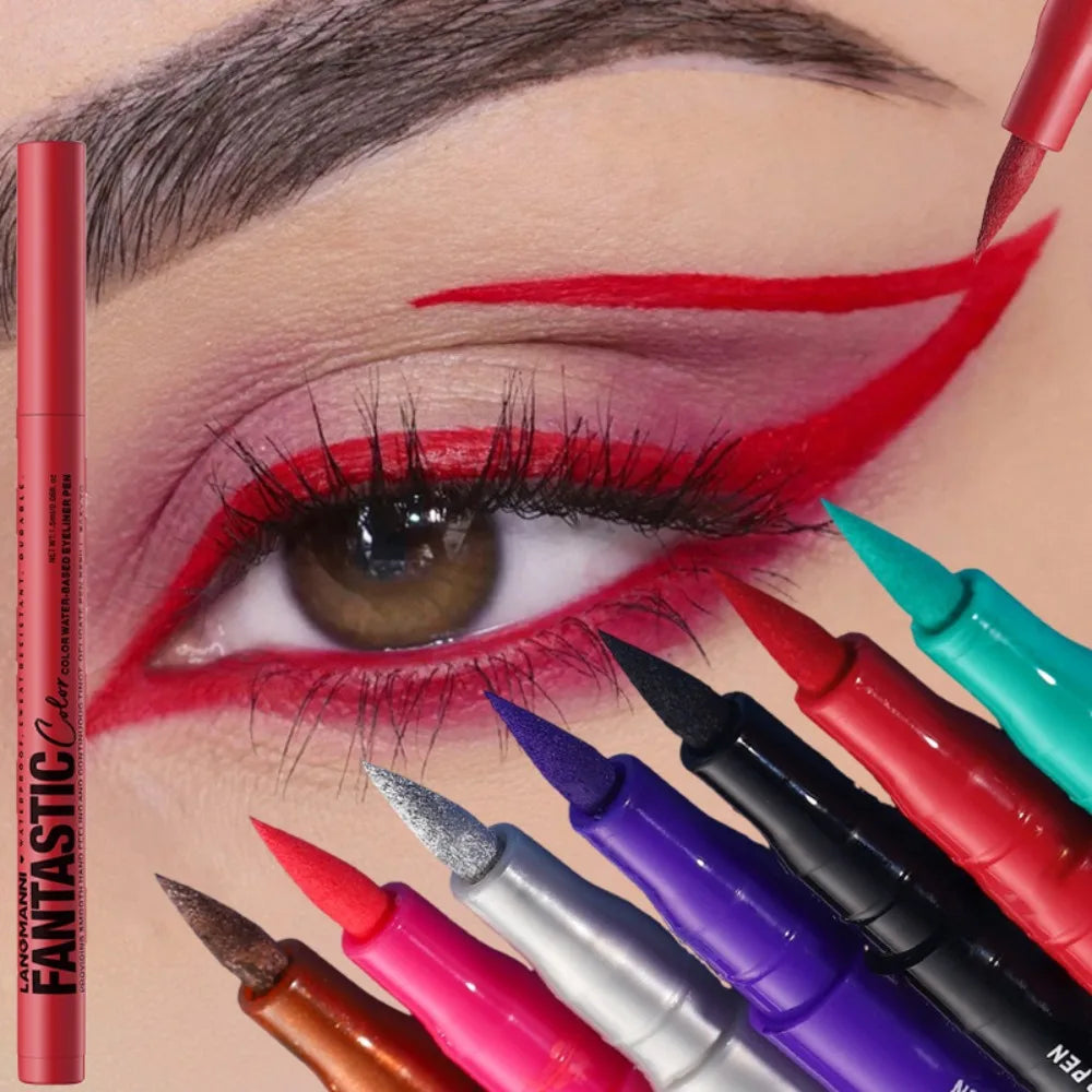 12 Colors Liquid Matte Red Water Eyeliner Quick-Drying Smudge-Proof Smooth Eyeliner Pen Long-Lasting Eyes Makeup Cosmetics