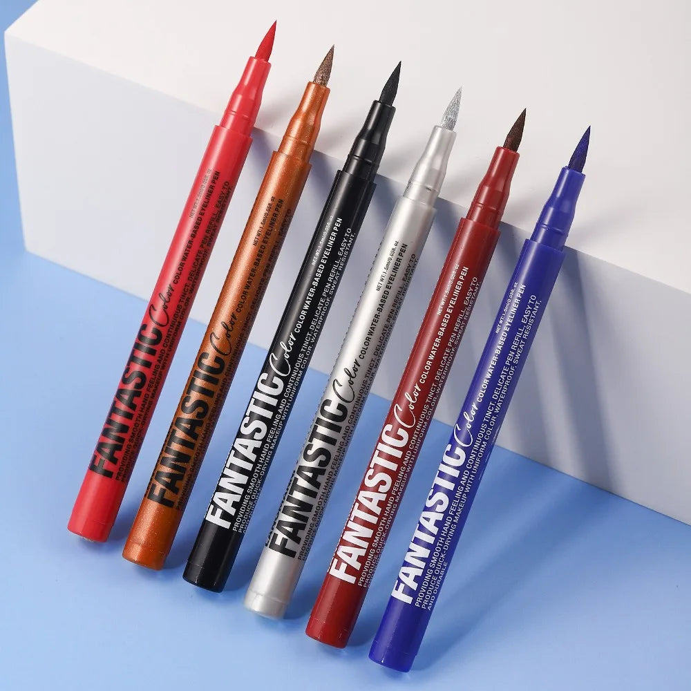 12 Colors Liquid Matte Red Water Eyeliner Quick-Drying Smudge-Proof Smooth Eyeliner Pen Long-Lasting Eyes Makeup Cosmetics