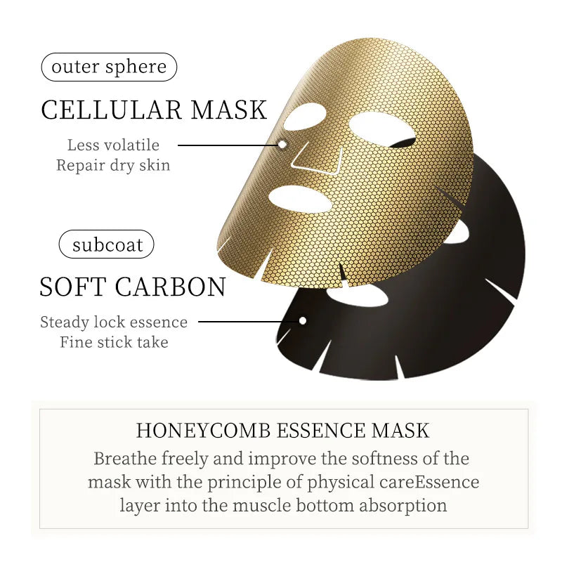 10pcs/set SADOER 24K Gold Moisturizing Facial Mask skincare Firming Nourishing Smooth Rejuvenation Face Sheet Mask Skin Care