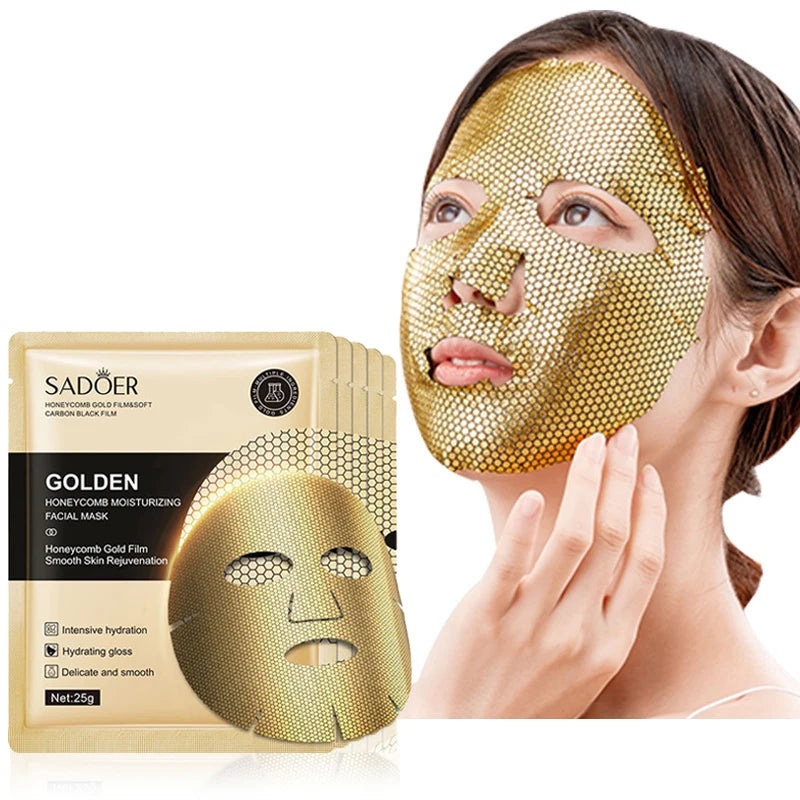 10pcs/set SADOER 24K Gold Moisturizing Facial Mask skincare Firming Nourishing Smooth Rejuvenation Face Sheet Mask Skin Care