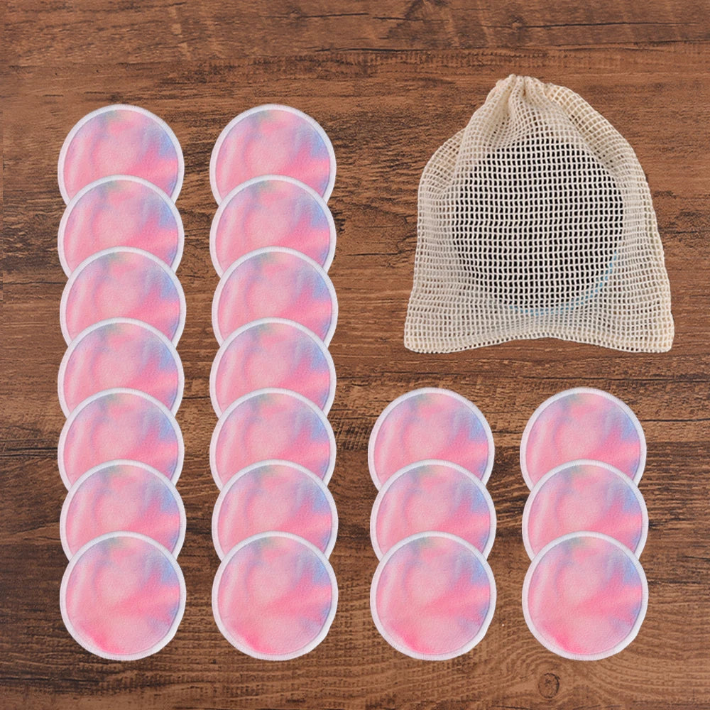 20Piece/Pack Makeup Remover Pads Washable Rounds Cleaning Cotton Reusable Facial Make Up Removal Pads Tool Matching Mesh Bag