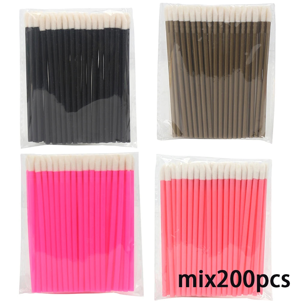 100/200pcs Lip Wands Applicators Eyelashes Brushes Lipstick Brush Mascara Applicator Gloss Wands Eyelash Extension Makeup Tool