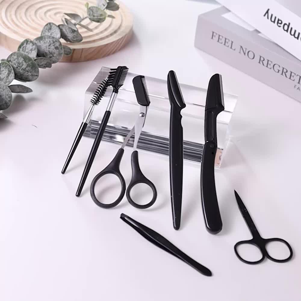 10pcs Eyebrow Grooming Kit Including Scissors, Tweezers, Eyebrow Razors, Eyebrow Combs, And Other Makeup Tools.